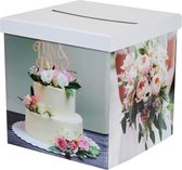 Enveloppendoos c.q. moneybox Collage de Mariage - bruid - bruidegom - mr - mrs - cardbox - moneybox