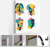 Face portrait abstraction wall art illustration design vector. creative shapes design graphics with textured geometric shapes - Modern Art Canvas - Vertical - 1903511089 - 40-30 Ve