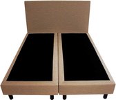 Bedworld Boxspring 140x190 - Geveerd - Lederlook - Donker beige (MD923)