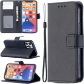 Longan Textuur Horizontale Flip PU Leren Case met Houder & Kaartsleuven & Portemonnee & Fotolijst Voor iPhone 13 Pro (Zwart)