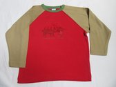 petit bateau , jongens ,t-shirt lange mouw , rood / beige , cirque , 6 jaar 114