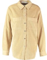 Only Carmakoma beige super oversized zachte blouse ribfluweel drukknopen - valt zeer ruim - maat 46