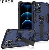 10 STKS schokbestendige TPU + pc-beschermhoes met onzichtbare houder voor iPhone 12 Pro (blauw)