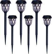 BOTC Solar tuinverlichting - fakkel - op zonne energie - buitenverlichting - verlichting - tuin - tuinfakkels 42cm buiten Set 6 st
