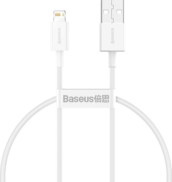 Baseus Superior Series - USB A male naar Apple Lightning Kabel - 2 meter - 2.4A - Wit