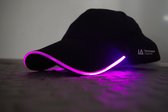 IA LED Light Up Baseball Cap - Zwart met Roze Licht