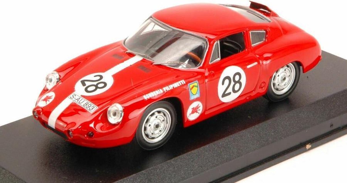 De 1:43 Diecast Modelcar van de Porsche Abarth #28 van de Nürburgring van 1963. De rijders waren Knunis en Schiller. De fabrikant van het schaalmodel is Best Model. Dit model is alleen online verkrijgbaar - Best-Models