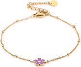 Michelle Bijoux armband bloem paars goud JE13584