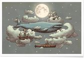 JUNIQE - Poster Ocean meets sky -40x60 /Blauw & Grijs