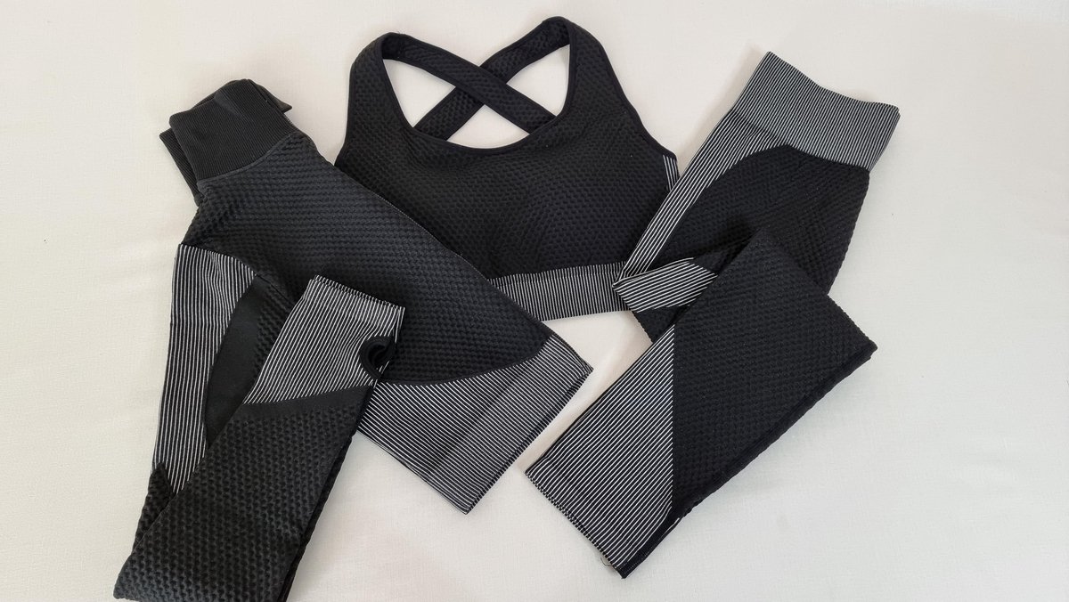 AGYM seamless workout set van 3 zwart/grijs dames sportkleding