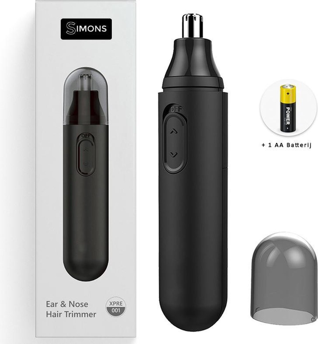 Simons Neustrimmer - Neustrimmer mannen - Oor Trimmer - Draadloos - Zwart - Plus 1 batterij