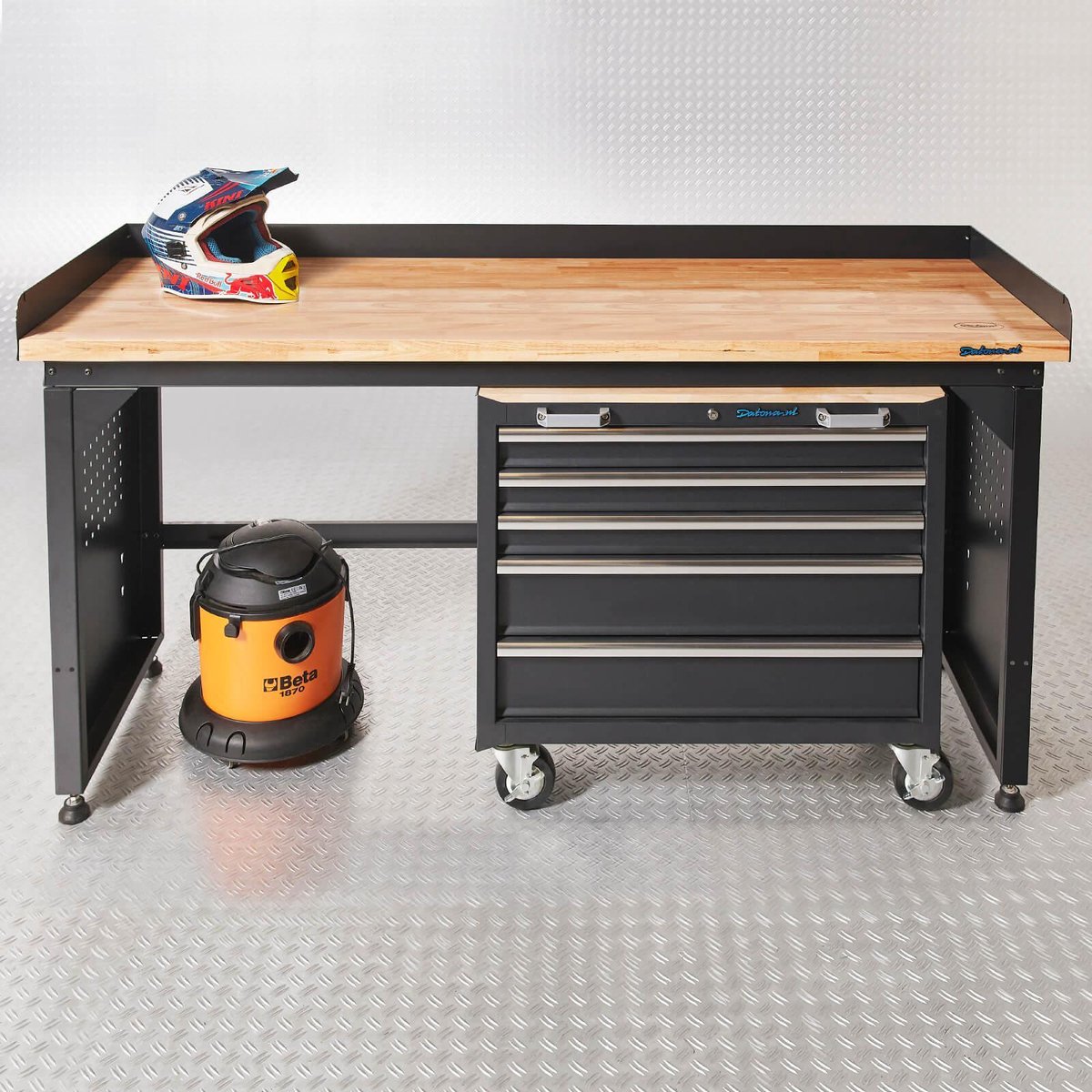 Werkbank PRO - bamboe werkblad - 6 lades - 200 cm - zwart online kopen - Gratis Verzending