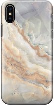 Apple iPhone X/10/XS Telefoonhoesje - Extra Stevig Hoesje - 2 lagen bescherming - Met Marmerprint - Marmer - Goud