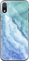 Apple iPhone XR Telefoonhoesje - Transparant Siliconenhoesje - Flexibel - Met Marmerprint - Marmer - Lichtblauw