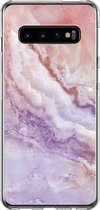 Samsung Galaxy S10 Telefoonhoesje - Transparant Siliconenhoesje - Flexibel - Met Marmerprint - Marmer - Roze