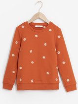 Sissy-Boy - Oranje sweater met all over madeliefjes embroidery