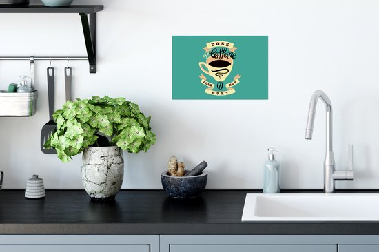 Illustration de café Vintage sur fond turquoise 30x20 cm - petite