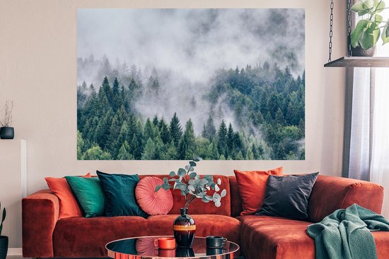 Poster Forêt - Brouillard - Arbres - 180x120 cm XXL