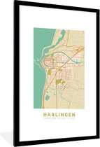 Fotolijst incl. Poster - Kaart - Harlingen - Vintage - 60x90 cm - Posterlijst