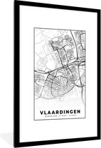 Fotolijst incl. Poster - Kaart - Vlaardingen - Zwart - Wit - 80x120 cm - Posterlijst