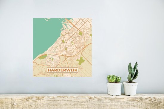 Affiche Carte - Harderwijk - Vintage - 30x30 cm