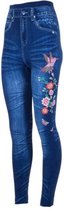 Jegging Legging Dames - Gebloemd Blauw - Maat M/L