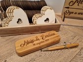 [Luxe houten pennen doos met pen] [Pennen doos gegraveerd] [Pen met naam]