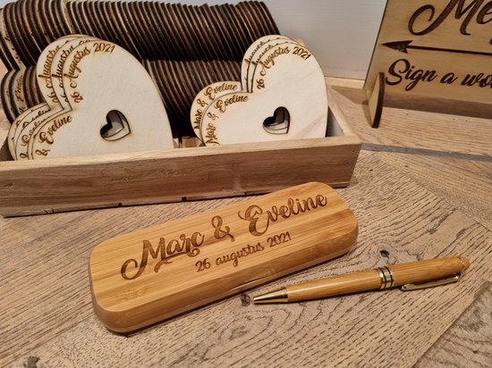 Neem de telefoon op bewondering commando Luxe houten pennen doos met pen] [Pennen doos gegraveerd] [Pen met naam] |  bol.com