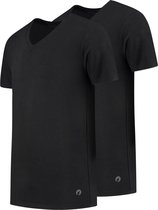 Bambocks Bamboe T-shirt zwart v hals 2 pack S