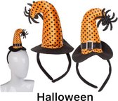 Haarband Diadeem Oranje Hoed Met Spin Halloween Heksenhoed