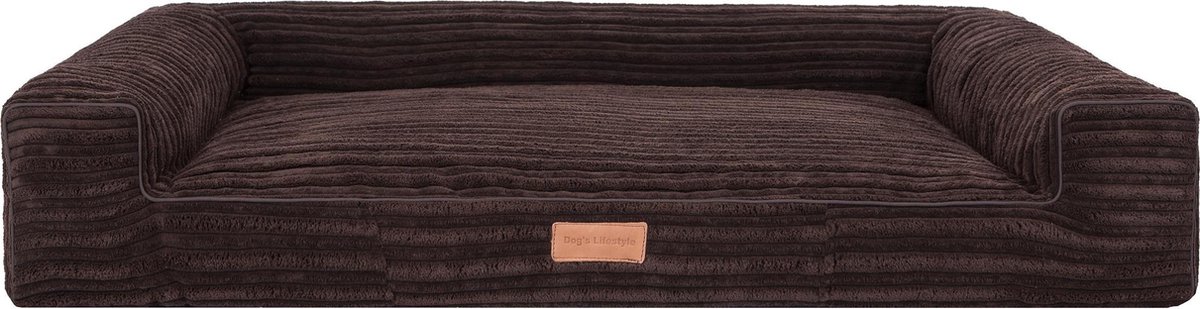 Dog's Lifestyle hondenmand lounge bed supersoft rib bruin 100cm