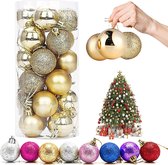 Kerstballen | Kerstversiering | Goud | Kerstdecoratie | Decoratieve Ballen | 24 Stuks | 3 Soorten | PVC