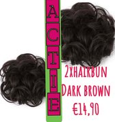 2x hairbun Donker bruin SPAREN haarstuk crunchie hair extensions 45gram knotje