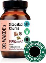 Dr Wakde’s - Sitopaladi Churna – met kaneel, kardemom, rietsuiker en vanshalochana (bamboe) – luchtwegen, spijsvertering- glazen pot 100g