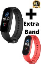 M5 Stappenteller -Smartwatch- Activity Tracker - Bloeddrukmeter - Hartslagmeter - Horloge - Zwart + Rood BAND