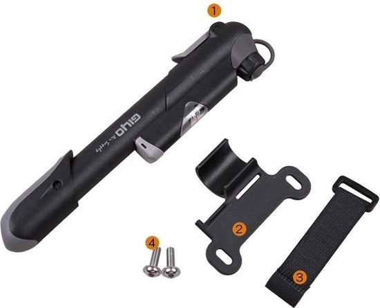 Giyo- Mini fietspomp Met drukregelaar - Hollands Frans Auto ventiel — afbeelding 3