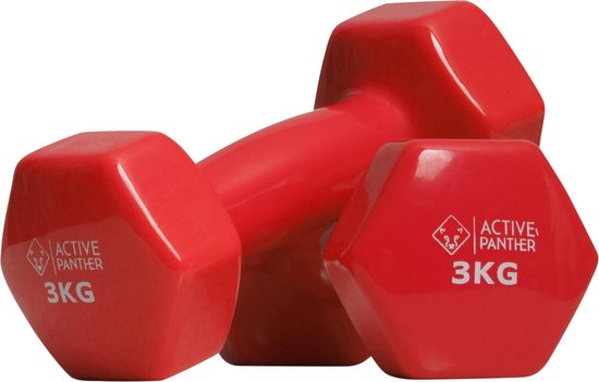 Active Panther Dumbbell set 2 X 3 KG - 6 kg totaal - Vinyl - Rood