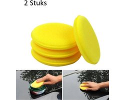 FSW-Products - 2 Stuks - Waxsponzen - Wax Spons - Microvezel - Geel - 10cm dia - Autospons - Auto Wassen - Schoonmaakspons - Polijsten - Droogdoek - Car Cleaning