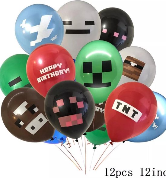 Minecraft ballonnen 12 stuks/feest/verjaardag/party/minecraft