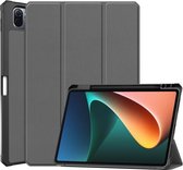 Voor Geschikt voor Xiaomi Pad 5 Custer Patroon Pure Kleur TPU Smart Tablet Holster met Slaapfunctie & 3-voudige Houder & Pen Slot (Grijs)