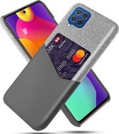 Voor Samsung Galaxy M62 Doek Textuur PC + PU lederen achterkant Schokbestendig hoesje met kaartsleuf (grijs)