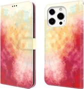 Aquarel patroon horizontale flip lederen hoes met houder & kaartsleuf & portemonnee voor iPhone 13 Pro (Spring Cherry)