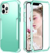 3 in 1 effen kleur schokbestendige pc + TPU-beschermhoes voor iPhone 13 Pro (mintgroen)