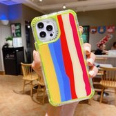 Rainbow TPU + PC Glass Shockproof Case voor iPhone 11 Pro Max (regenboogpatroon groen)
