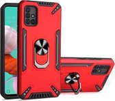 Voor Samsung Galaxy A51 PC + TPU-beschermhoes met 360 graden draaibare ringhouder (rood)