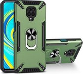 Voor Xiaomi Redmi Note 9S PC + TPU-beschermhoes met 360 graden draaibare ringhouder (donkergroen)