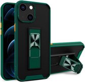 Dual-color Skin Feel TPU + PC Magnetische schokbestendige hoes met onzichtbare houder voor iPhone 13 mini (donkergroen)