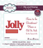 Creative Expressions Stans en stempelset - Kerst - 'Jolly...' - 2 x stans en 5 x clear stamp