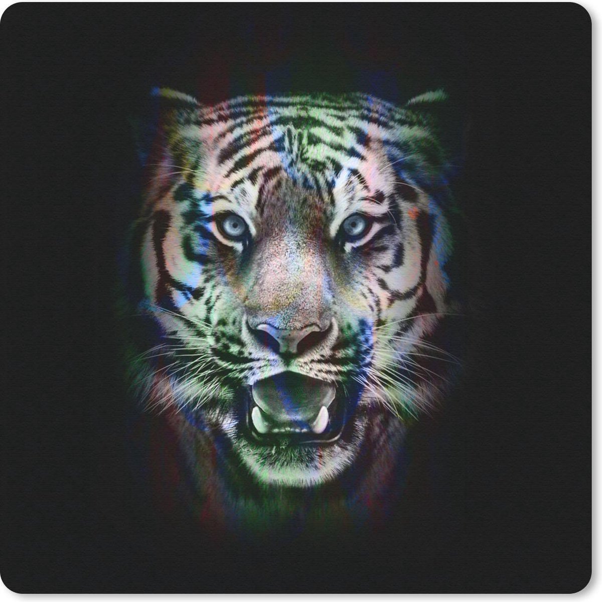Muismat 30x30 cm - Mousepad Tijger - Kleuren - Dier - Muismatten