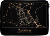 Housse pour ordinateur portable 13 pouces - Carte - Zaandam - Zwart - Goud - Dimensions intérieures 32 x 22,5 cm - Dos noir
